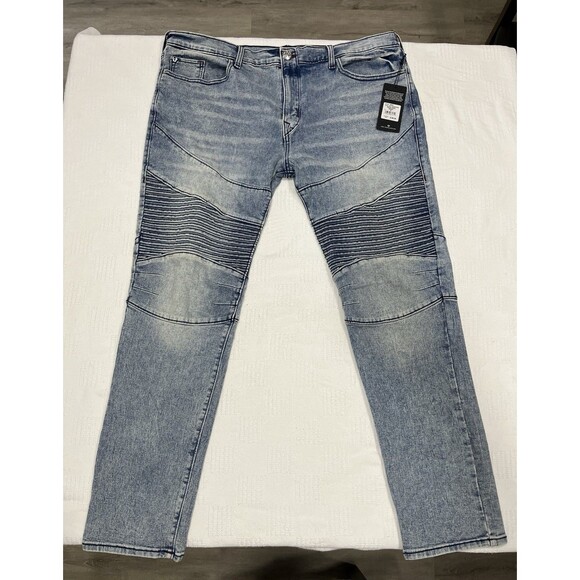True Religion Rocco Moto Riding Jeans Mens 40 Relaxed Skinny Style 700237 NWT
